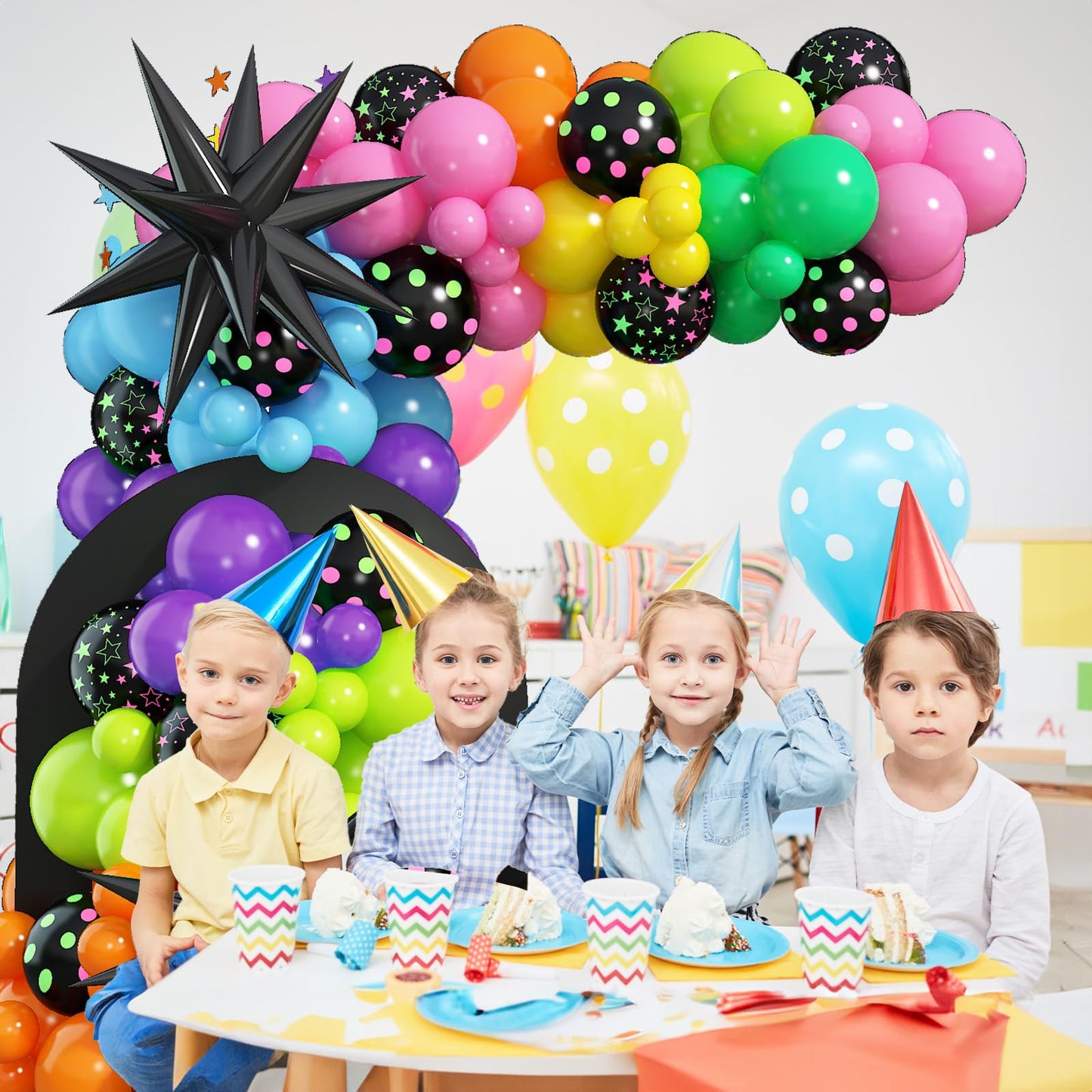 Rainbow Balloon Arch Garland Kit, 137pcs Colorful Balloons whit