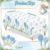 Baby Shower Party Tablecloths 3Pcs Watercolor Blue Birthday Party