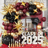 Black Burgundy Gold Balloons Arch Kit Maroon Black Gold Balloons