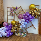 Purple Gold Balloon Garland Arch Kit, Metallic Gold and Latex Purple