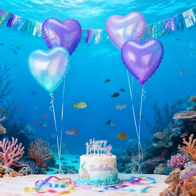 Iridescent Heart Balloons, 12Pcs 18Inch Transparent Crystal Heart
