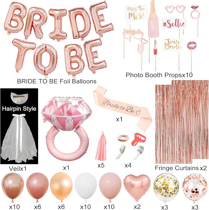 Bachelorette Party Decorations Supplies Rose Gold Bridal Shower