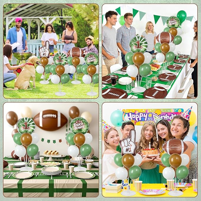 4 Sets Football Party Balloons Stand Kit with Football Shaped Count