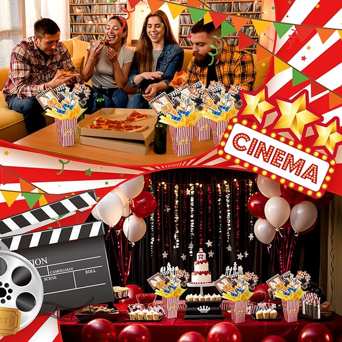 LemonRoad 6 Sets 74 Pcs Movie Night Party Centerpieces Movie Night