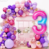 KatchOn, Rainbow 40 Inch 3 Balloon - Pink Blue | 3rd Birthday