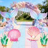 6 Pcs Under The Sea Party Decorations Set Large Mermaid Tail Seaweed