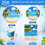 250 Pcs Tropical Beach Party Decoration Summer Paper Plates Napkins