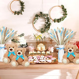 6 Sets 123 Pcs Bear Baby Shower Table Centerpieces Dried Pampas Decor