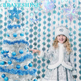 BRAVESHINE Blue Party Snowflake Backdrop - 2 Pack Hanging Foil Fringe