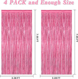 4 Pack Birthday Decorations, 3.28 FT x 7.05 FT Pink Backdrop,