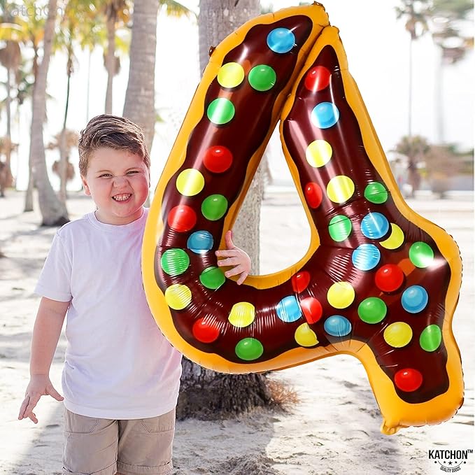 KatchOn, Giant Number 4 Balloon - 40 Inch, Donut | Birthday