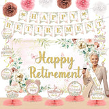Pink Floral Retirement Party Decorations for Women Happy Retirement