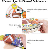 144 Pieces Sports Themed Paper Plates and Napkins Dinnerware Set