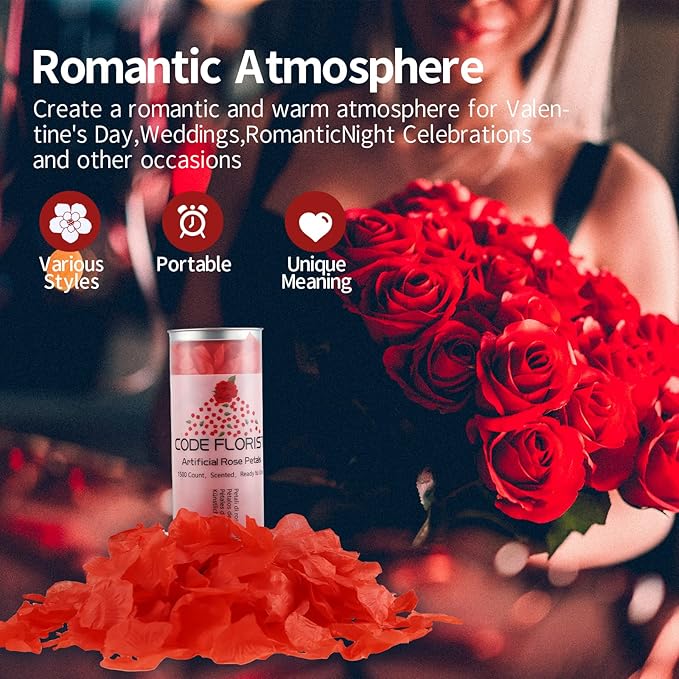 CODE FLORIST 1500 PCS Red Silk Rose Petals for Valentine's