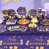 194 Pcs Purple Gold Happy Retirement Party Decorations Supplies