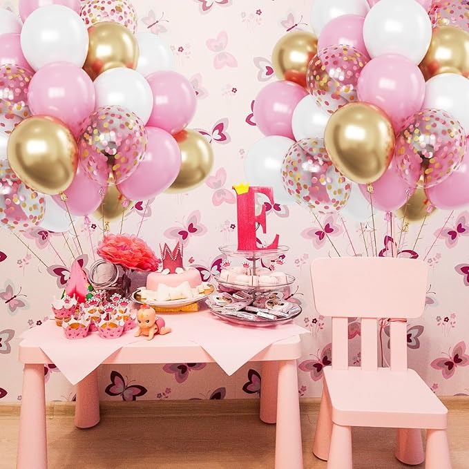 Funhot Pink Gold Balloons 12 Inch Latex Balloons for Birthday Wedding
