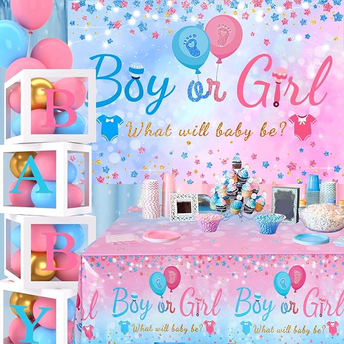 Baby Gender Reveal Party Decorations Pink Blue Balloon Arch Garland