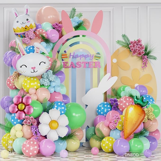 Pastel Easter Bunny Balloon Arch Kit 149Pcs Pastel Rainbow Balloon