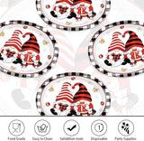 50 PCS Valentine's Day Oval Paper Plates 10 x 12 Gnomes Heart Plates