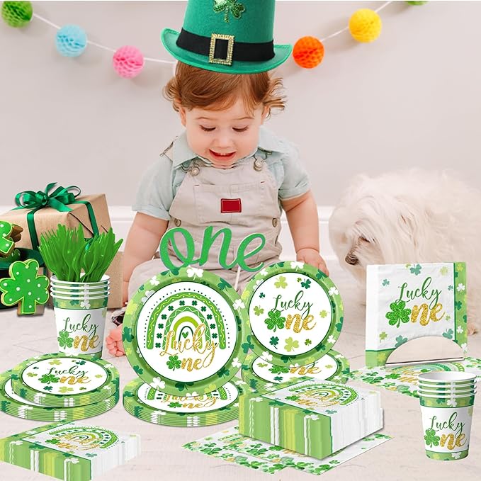 St Patrick'S Day Plates And Napkins Cups Decorations Set Lucky One