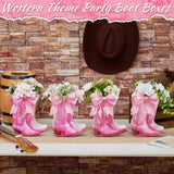 Memorywuu 12 Set Pink Western Cowgirl Bow Boots Flower Boxes
