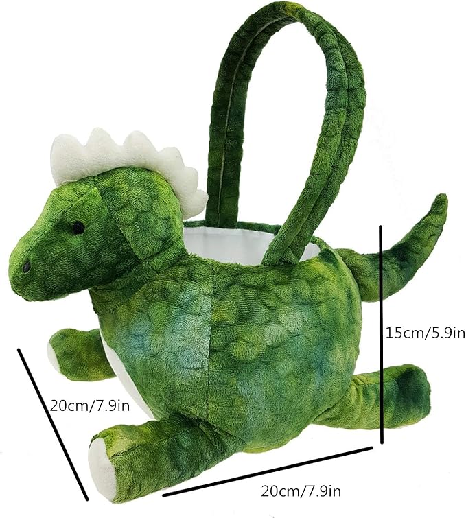 3D Dinosaur Plush Basket Easter Egg Hunting Basket Cute Animal Plush