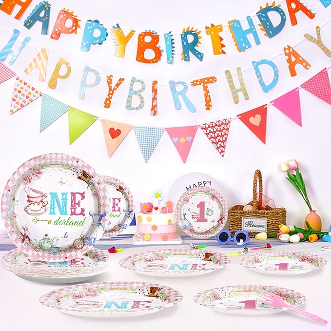 96Pcs Onderland First Birthday Party Supplies Onederland 1st