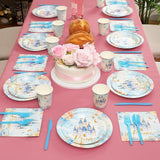 168 Pcs Prince Princess Party Decorations Blue Castle Plates Napkins