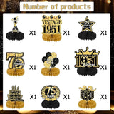 75th Birthday Decorations for Men, 9PCS Black Gold 75th Birthday