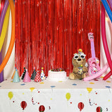 Voircoloria 3 Pack 3.3x8.2 Feet Red Foil Fringe Backdrop Curtains,