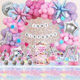 JOGAMS 184Pcs Silver Blue Pink and Purple Balloon Arch Kit with In My
