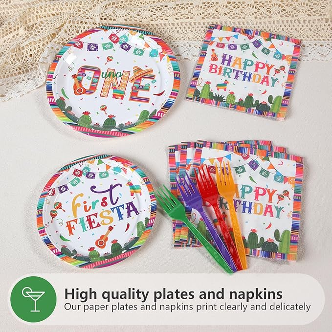 96Pcs First Fiesta Birthday Decorations Mexican Fiesta 1st Birthday