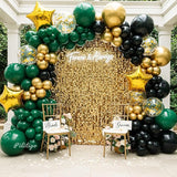 Double Stuffed Dark Green Black Gold Balloon Arch Kit 104Pcs Emerald