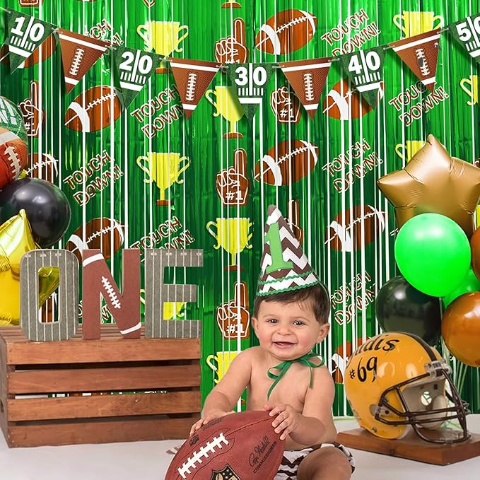 Football Party Decorations, 2 Pack Foil Fringe Curtains, Party