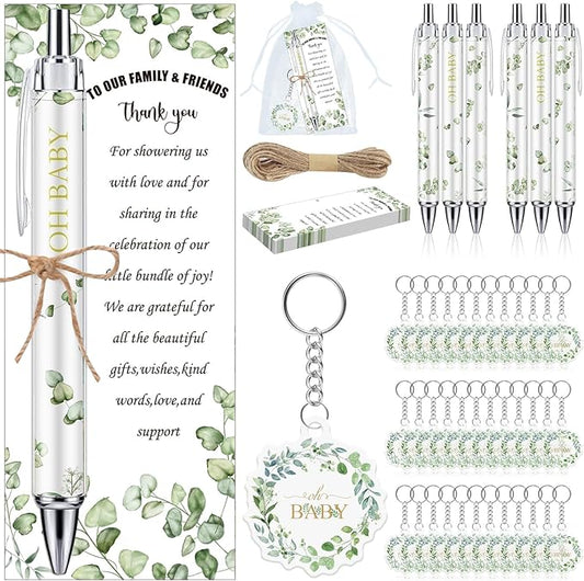 145 Pieces Baby Shower Favors for Guest Eucalyptus Leaf Ballpoint