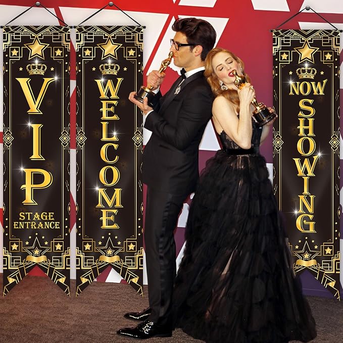 Movie Night Porch Sign Banner Movie Theme Party Decorations Theater