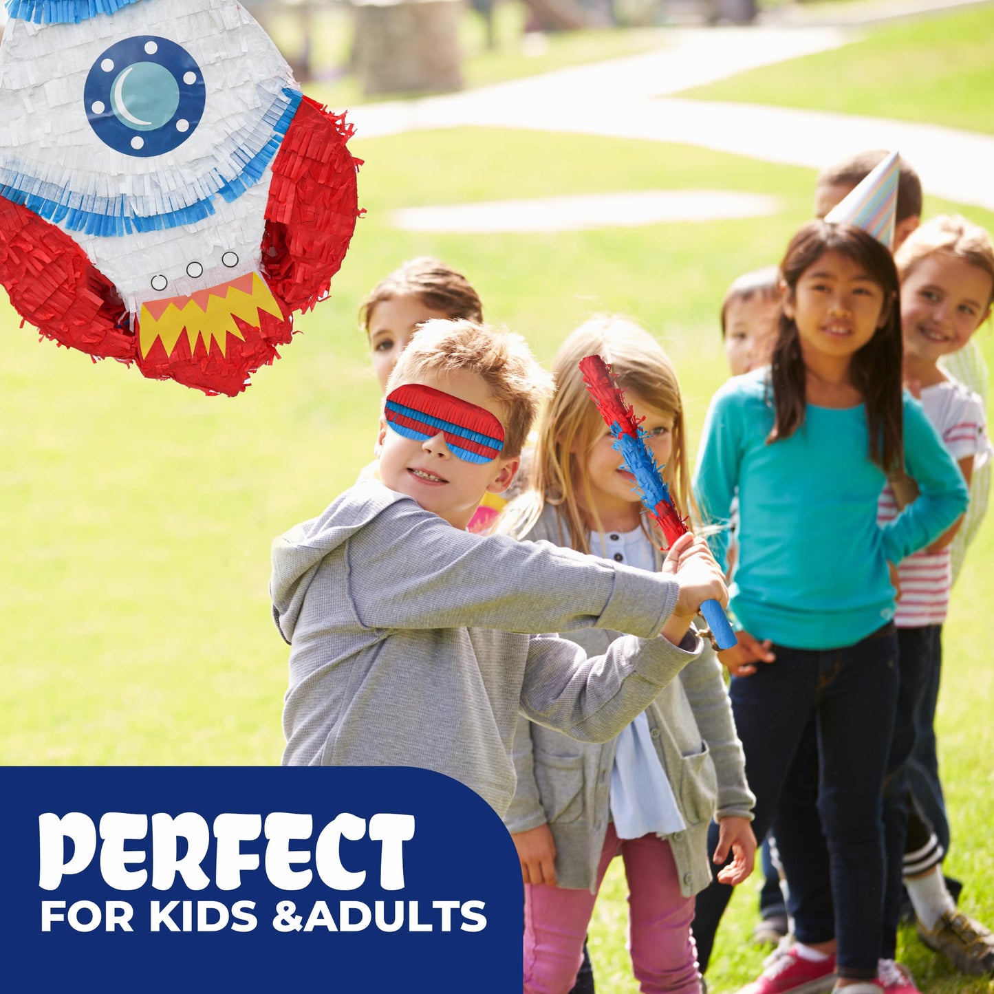 Birchio Rocket Pinatas Bundle with a Blindfold and Bat(16.5x11.4x4
