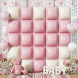 Pink Cream Balloons Square Foil Balloon 25PCS Boho Baby Pink and