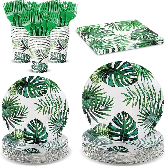 120 Pcs Hawaiian Party Decorations Supplies Tropical Palm Leaves
