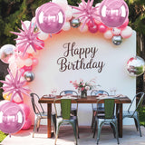 6Pcs Pink Foil Balloons,22Inch Metallic Pink 4D Round Ball Balloon and