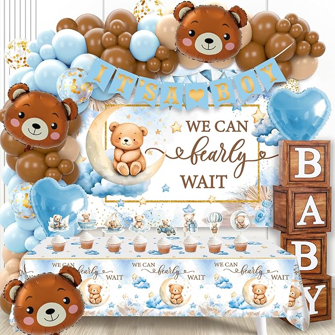 We Can Bearly Wait Baby Shower Decorations Teddy Bear Boho Balloons