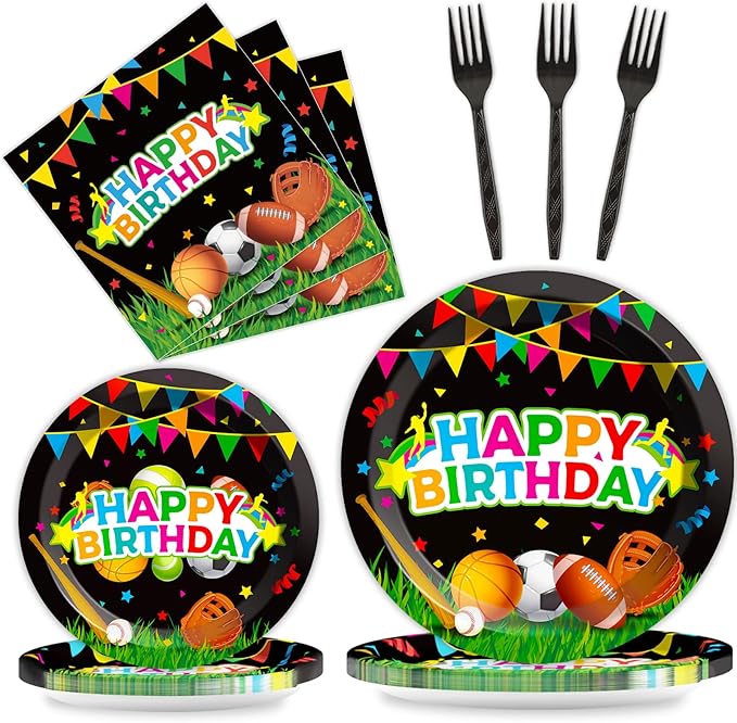 Sports Party Plates Napkins Sports Happy Birthday Party Tableware
