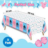 3Pcs Burnouts or Bows Gender Reveal Tablecloth Boy or Girl Plastic
