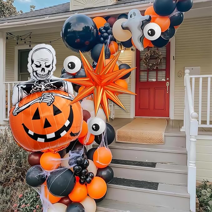 Halloween Balloon Arch Kit with Pumpkin Explosion Star Foil Balloons