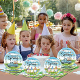 96pcs Spring Party Plates and Napkins Hello Spring Party Decorations