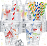 50 Pcs Dinosaur Cups for Kids 12 oz Disposable Plastic Cups with