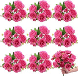 8 Bundles Artificial Peonies Flowers Boho Faux Flowers Arrangements #5