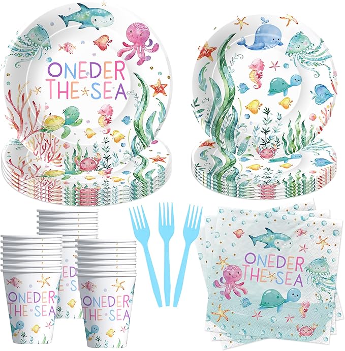 Under The Sea One Year Old Birthday Party Decorations Tableware