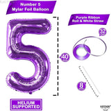KatchOn, Giant Purple 5 Balloon Number - 40 Inch | Mylar Purple