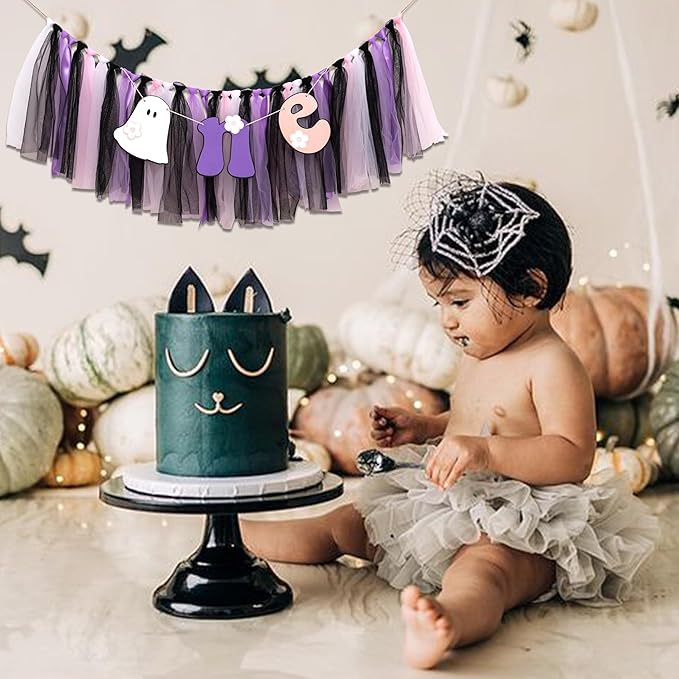 Halloween Spooky One Birthday High Chair Banner Spooky Baby First